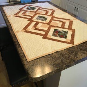 August Camping on the River Table Runner or Wall Hanging